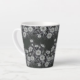 Blooming camomiles- Modern floral pattern design 4 Latte Mug