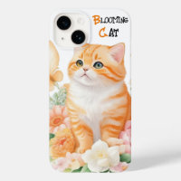 Blooming Cat: Elegant Orange and White in Bloom