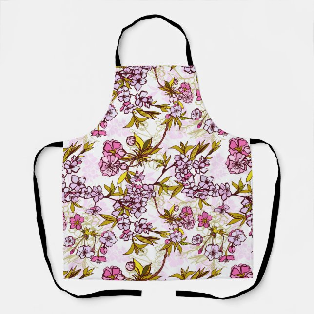 Blooming Cherry Blossom Pattern  Apron (Front)