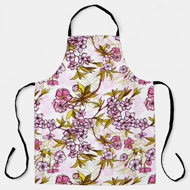 Blooming Cherry Blossom Pattern Apron (Front)