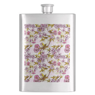 Blooming Cherry Blossom Pattern  Hip Flask