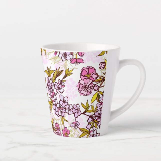 Blooming Cherry Blossom Pattern  Latte Mug (Right)