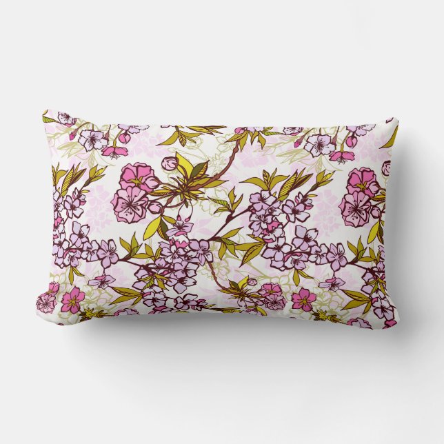 Blooming Cherry Blossom Pattern  Lumbar Cushion (Front)