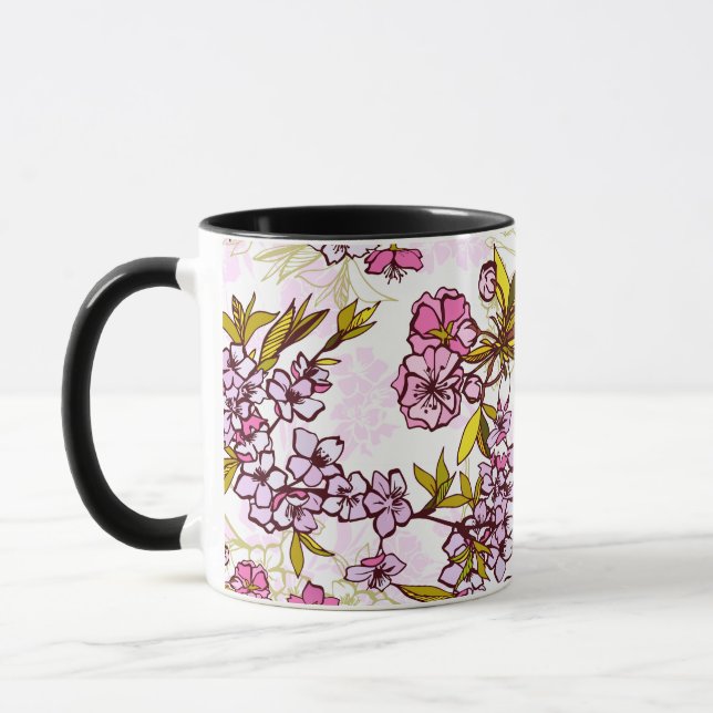 Blooming Cherry Blossom Pattern  Mug (Left)