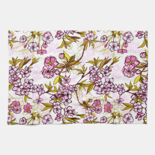 Blooming Cherry Blossom Pattern Tea Towel