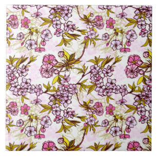 Blooming Cherry Blossom Pattern  Tile