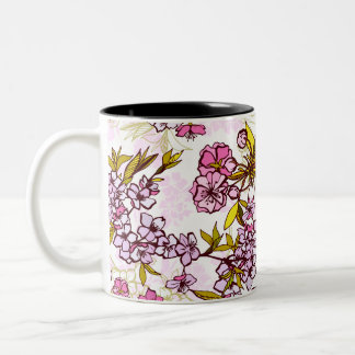 Blooming Cherry Blossom Pattern Two-Tone Coffee Mug