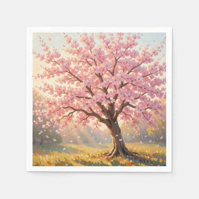  Blooming Cherry Blossom Tree Spring  Napkin (Front)