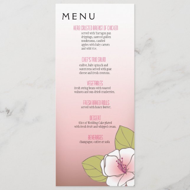 Blooming Cherry Blossoms Dinner Menu pink (Front)