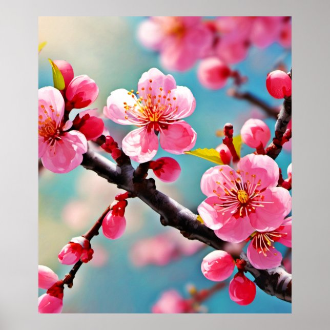 Blooming Cherry Blossoms in Spring Poster (Front)