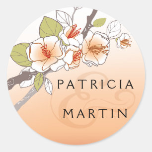 Blooming Cherry Blossoms peach Classic Round Sticker