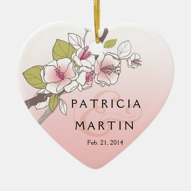 Blooming Cherry Blossoms Photo pink Ceramic Tree Decoration (Front)