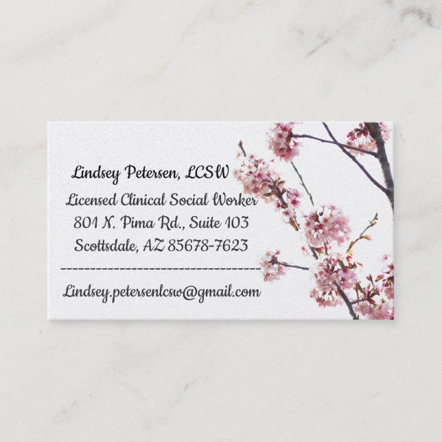 Blooming Cherry Tree  LCSW Business Card (Front)