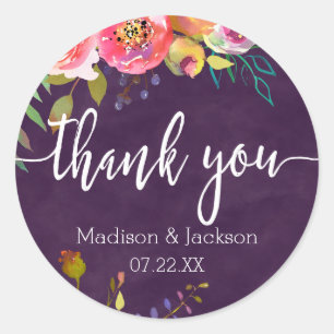 Blooming Chic Colour Editable Wedding Favour Classic Round Sticker