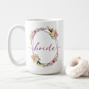 Blooming Chic Mint & Blush Pink Floral Bride Coffee Mug