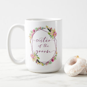 Blooming Chic Mint Blush Pink Sister of the Groom Coffee Mug