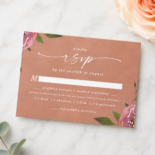 Blooming Chic Rustic Peach Meal Choice RSVP Card