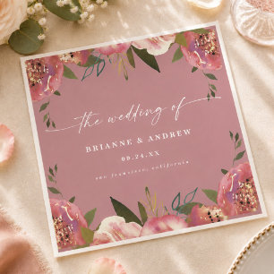 Blooming Chic Wild Rose Pink Floral Wedding Napkin