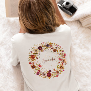 Blooming Circle Pressed Flower Art by S. Frigui T-Shirt