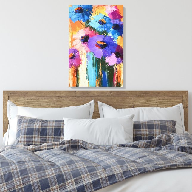 Blooming Colours - Floral Abstract on Canvas Print (Insitu(Bedroom))