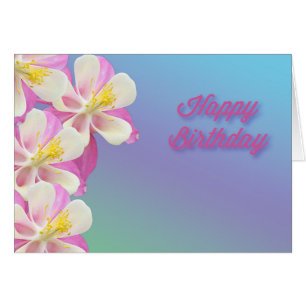 Blooming Columbine Flower Happy Birthday
