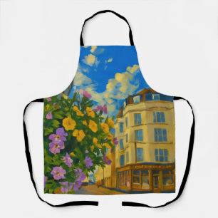 Blooming Corner – Vibrant European Street Apron