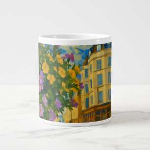 Blooming Corner – Vibrant European Street Large Coffee Mug