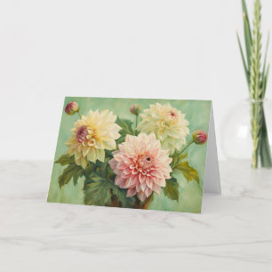 Blooming Dahlia Flowers Illustration  Card