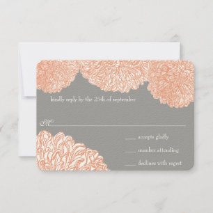 Blooming Dahlia Peach Coral Wedding RSVP Card