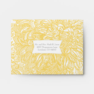 Blooming Dahlia Yellow Iris Wedding Envelopes
