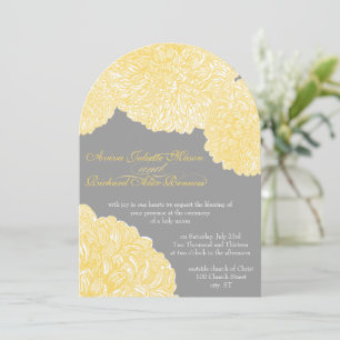 Blooming Dahlia Yellow Iris Wedding Invitation