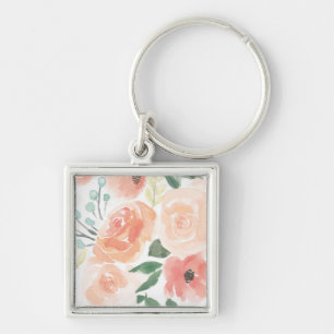 Blooming Delight   Pastel Peach Key Ring