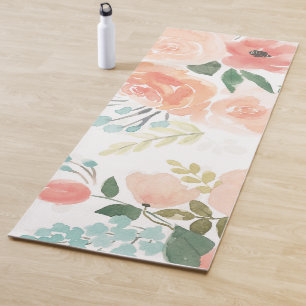 Blooming Delight   Pastel Peach Yoga Mat