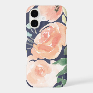 Blooming Delight   Peach & Blue Roses & Poppies