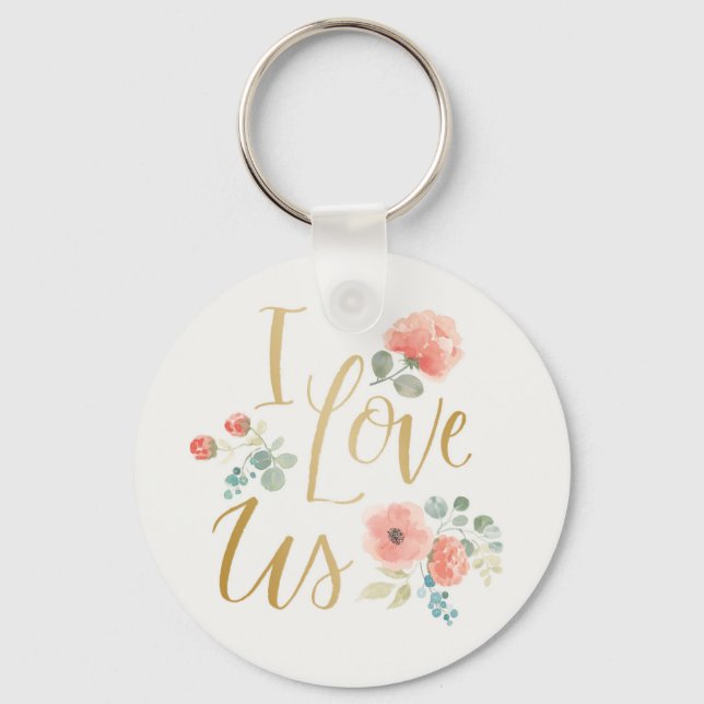 Blooming Delight White | I Love Us Key Ring (Front)