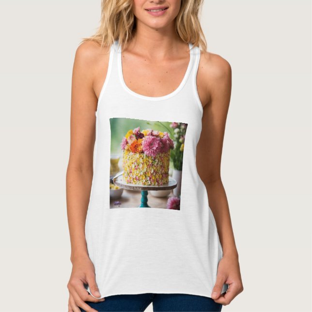 Blooming Delights FlowerCakeFood Photography Print Singlet (Front)