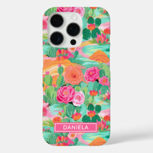 Blooming Desert Cacti Personalised iPhone 16 Pro Case