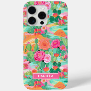 Blooming Desert Cacti Personalised iPhone 15 Pro Max Case