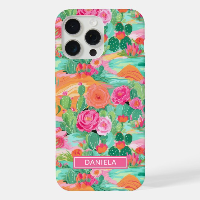 Blooming Desert Cacti Personalised iPhone Case (Back)