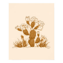 Blooming Desert Cactus Botanical Line Art Print