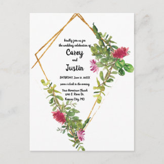 Blooming Desert Succulent Wedding Invite Postcard