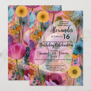 Blooming Dreams Colourful Flower Design Invitation