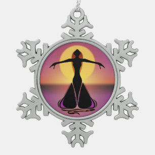 Blooming Female Snowflake Pewter Christmas Ornament