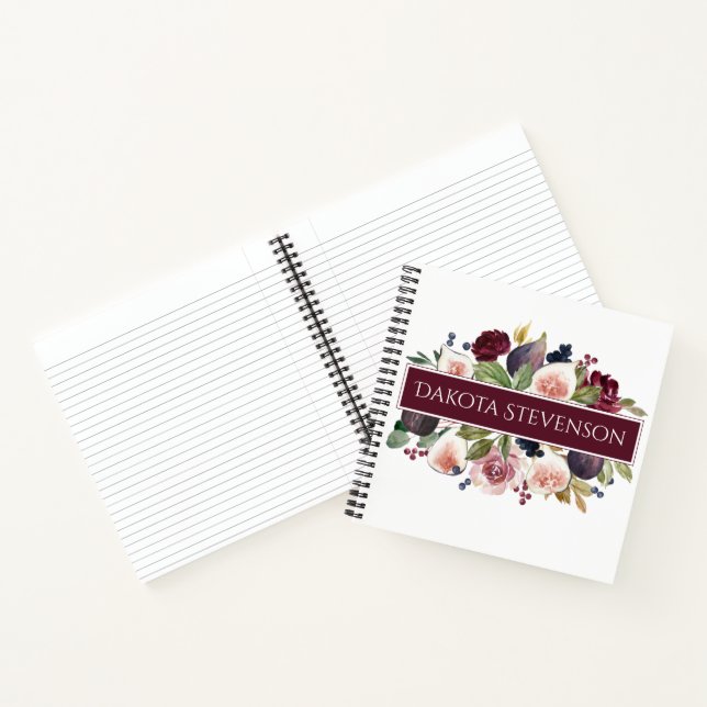 Blooming Figs | Elegant Watercolor Floral and Name Notebook (Inside)
