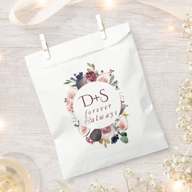 Blooming Figs | Moody Rustic Monogram Wreath Favour Bags (Clipped)