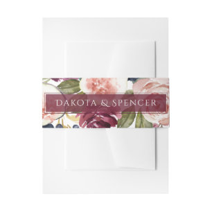 Blooming Figs   Moody Watercolor Floral Wedding Invitation Belly Band
