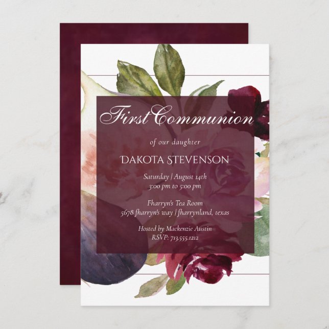Blooming Figs | Rustic Fruit Blossoms Communion Invitation (Front/Back)
