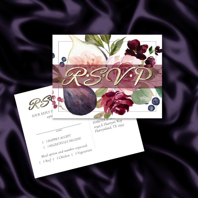 Blooming Figs | Rustic Fruit Blossoms RSVP Meal Postcard (Creator Uploaded)