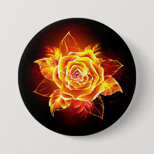 Blooming Fire Rose 7.5 Cm Round Badge