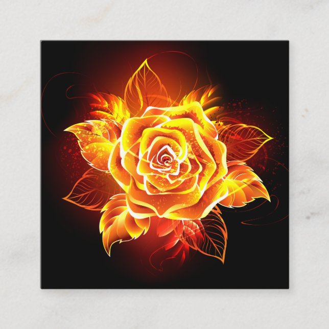 Blooming Fire Rose Calling Card (Front)